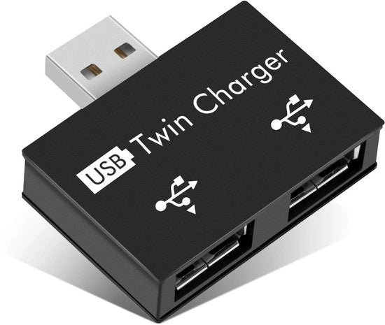 Adattatore USB 2.0 2 porte - Adattatore portatile - Nero - Connessione USB femmina - Adatto per laptop e desktop - Modello compatto