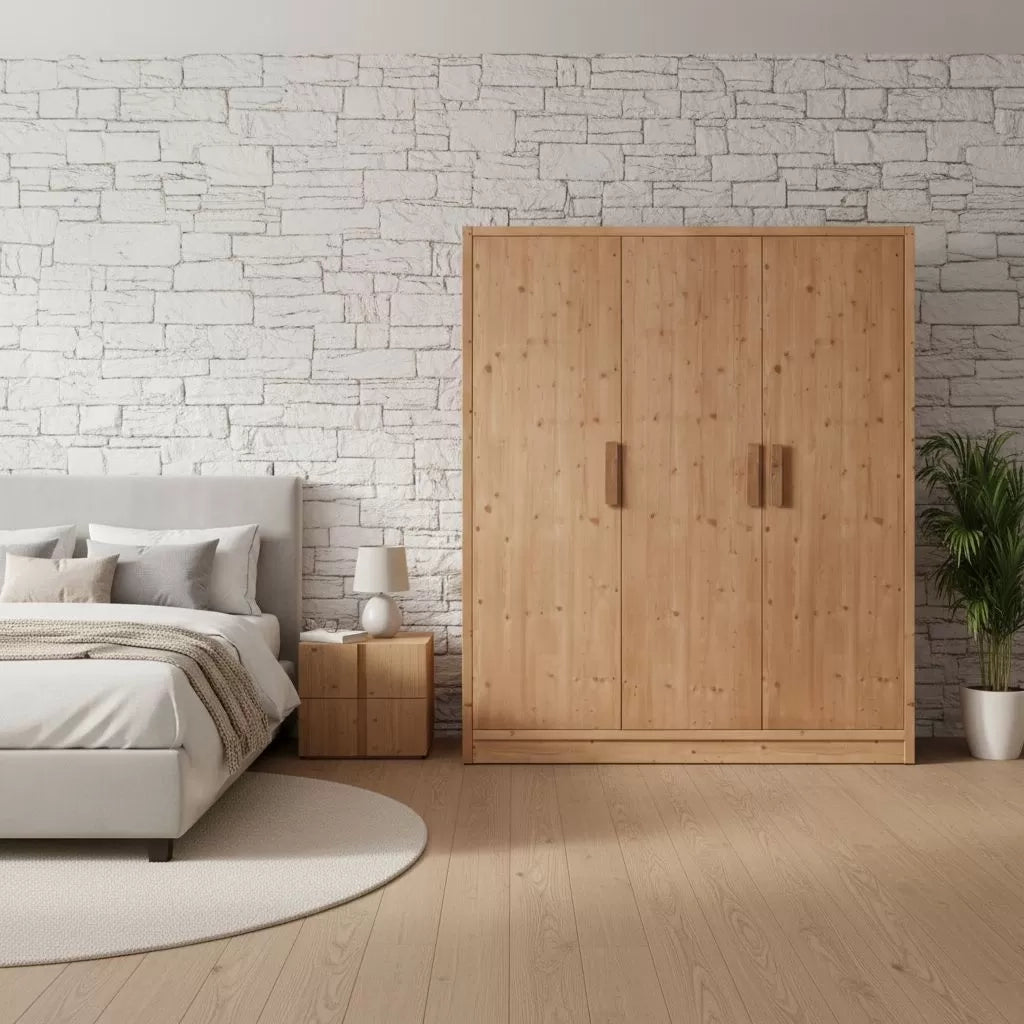 Armadio cortina 3 ante in legno massello di abete 180x55x220 - Mobili 2G