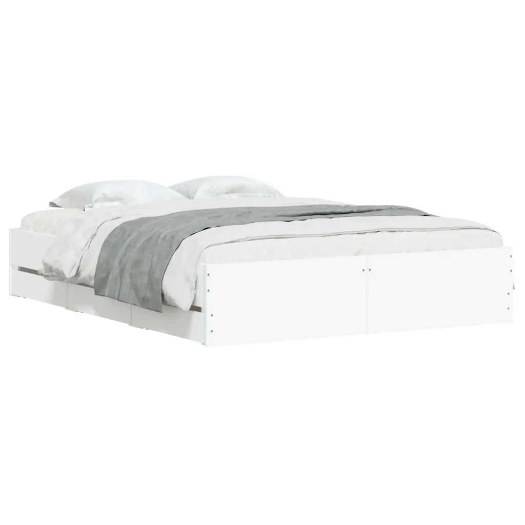 Giroletto con Cassetti-Struttura Letto con contenitore Bianco 140x200 cm in Legno Multistrato 631085