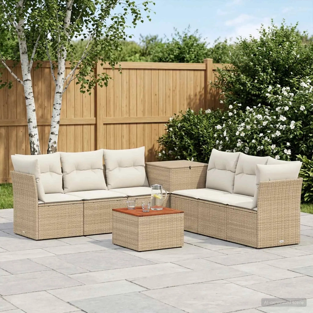 Set di divani 8 pz Beige e Bianco Crema 3448288