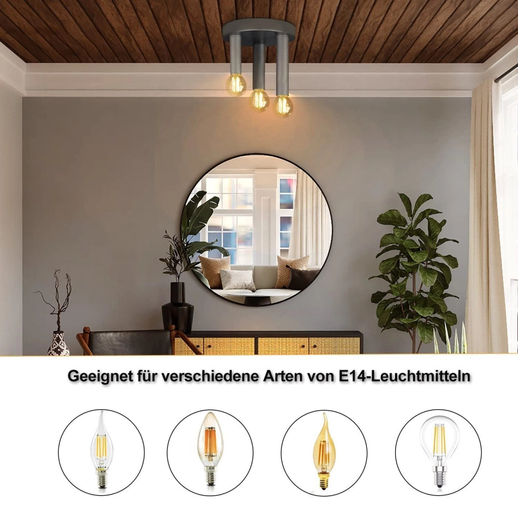 ZMH Lampada da soffitto in metallo bianco E14 retrò industriale per cucina e sala da pranzo