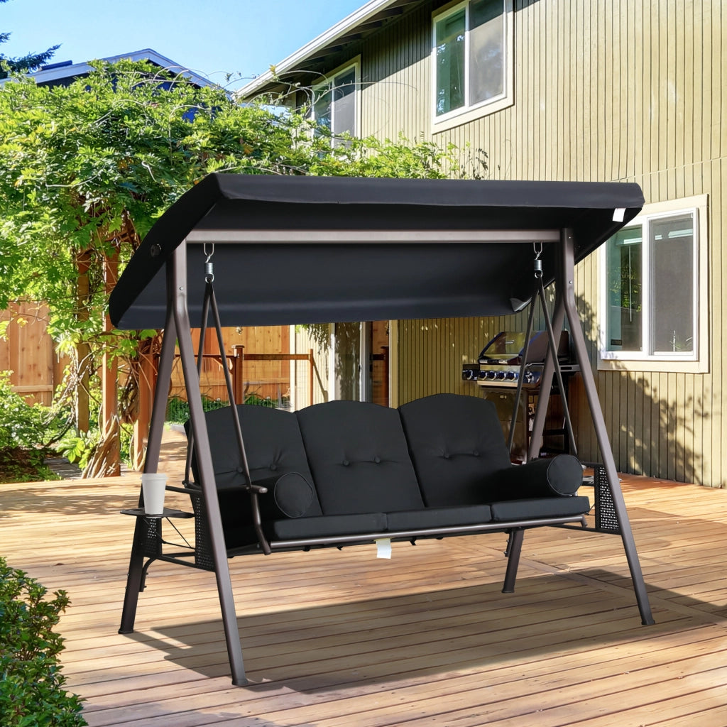 Amaca da Giardino 3 Posti con Cuscini ¨C Zephmum ¨C Grigio Polyester 200x150x120 cm
