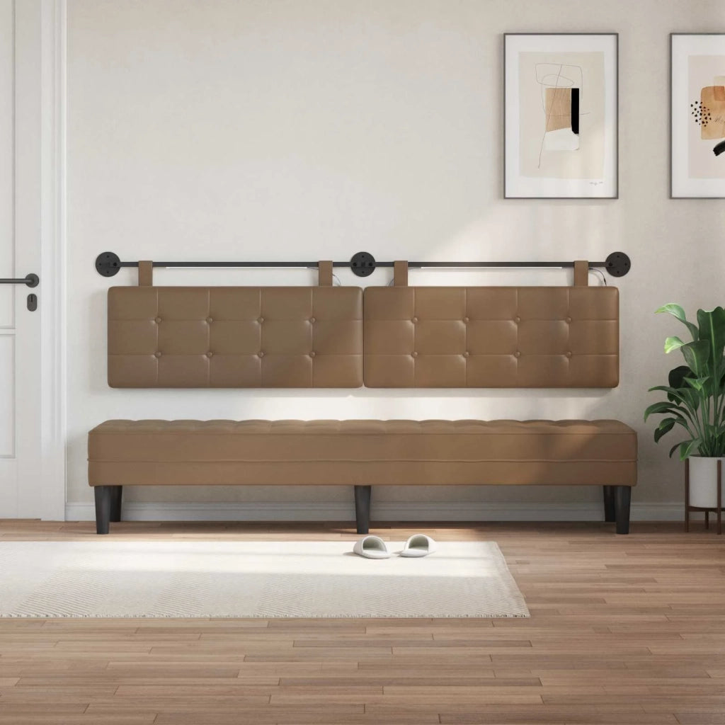 Testiera | Testata sospesa Con luce LED Cappuccino Similpelle