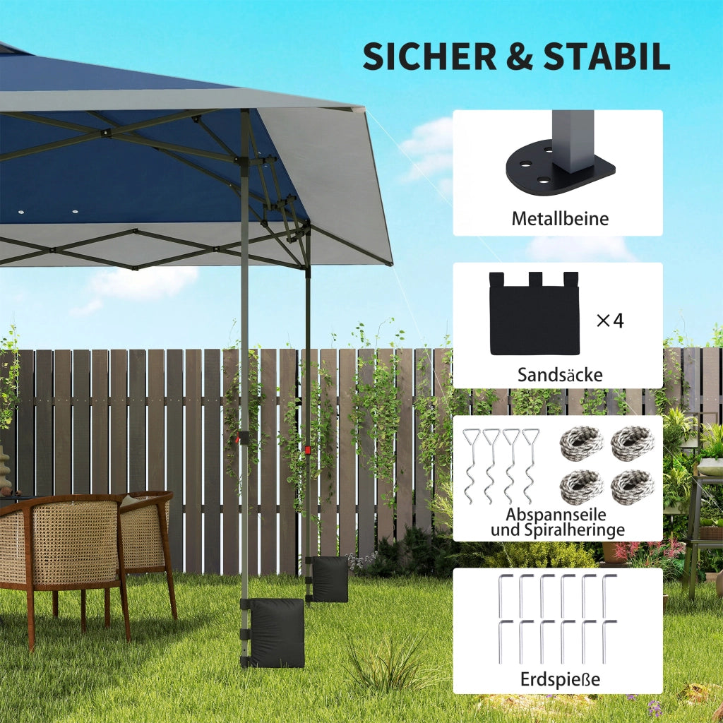 Gazebo pieghevole impermeabile 4x4m ¨C zephmum ¨C grigio