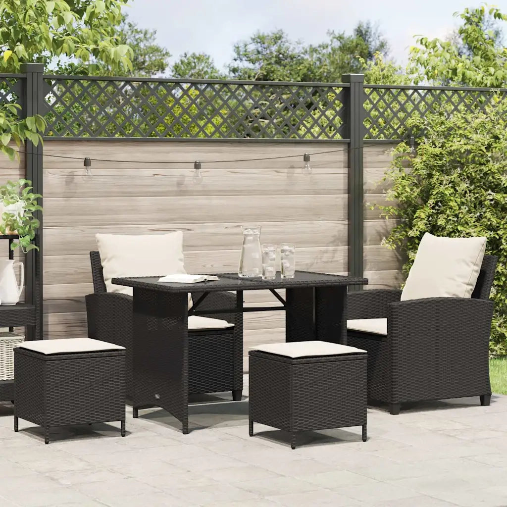 Set Divani da Giardino 4 pz con Cuscini Nero in Polyrattan CFW2110514