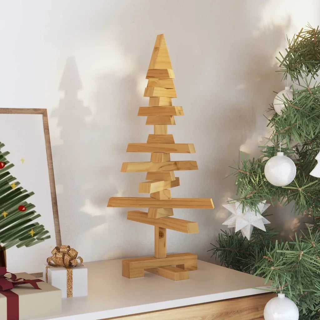 Albero di Natale in legno Marrone 60 cm Legno di pino massello