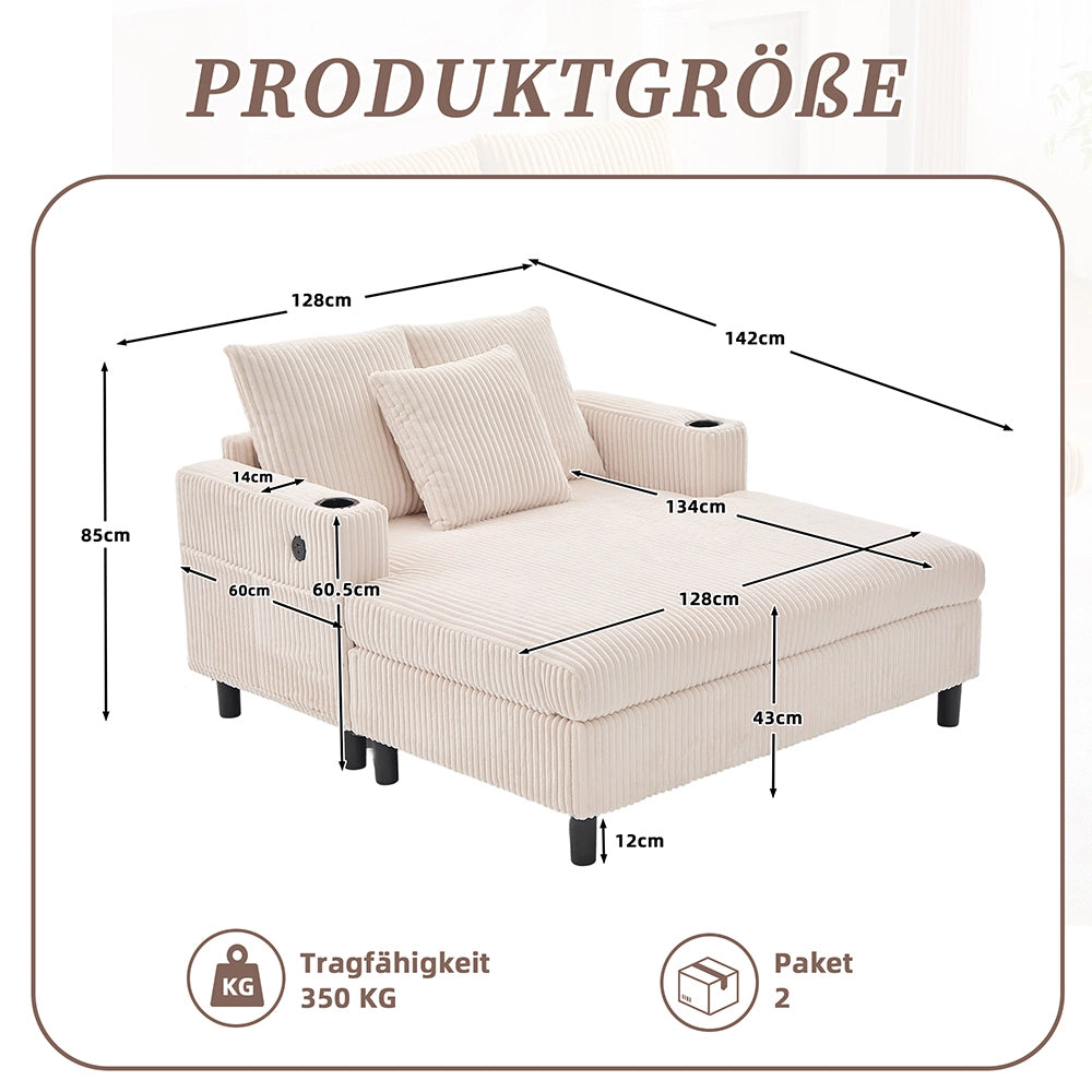Poltrona letto con porta bicchieri e USB - Xylo - Illuminazione LED integrata