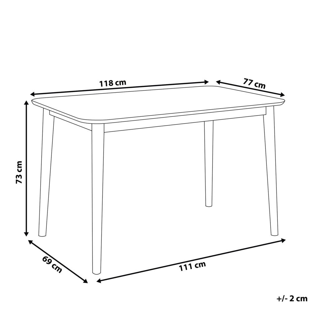 Tavolo da pranzo Piano in MDF grigio 73 x 118 x 77 cm Gambe in legno Tavolo da cucina