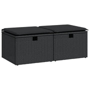 Set Divani da Giardino con Cuscini 2 pz | Set Salotto da Giardino Nero Polyrattan Acacia