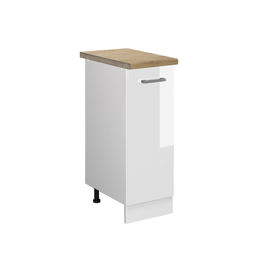 Armadio cucina dispensa alto R-Line Bianco lucido/Bianco 30 cm, PL Rovere Vicco