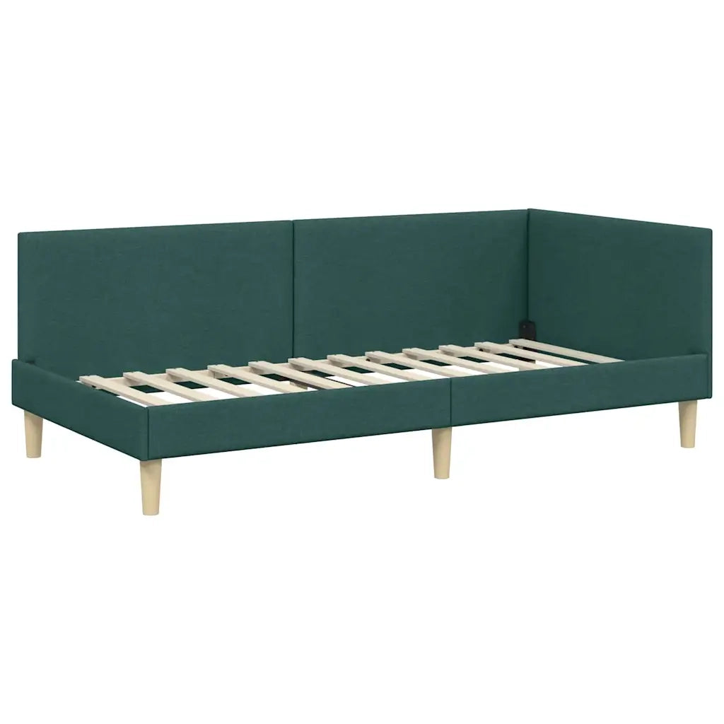 Struttura Letto Angolare con Materasso 2 pz-Giroletto con materasso Verde Tessuto 592283