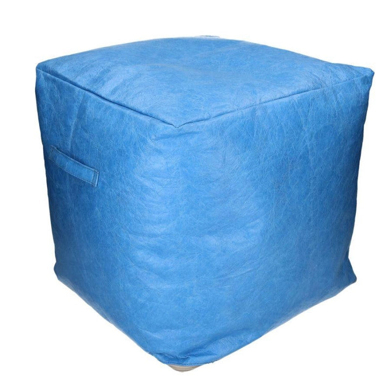 Puff cellulosa azzurro quadro cm 40x40h40