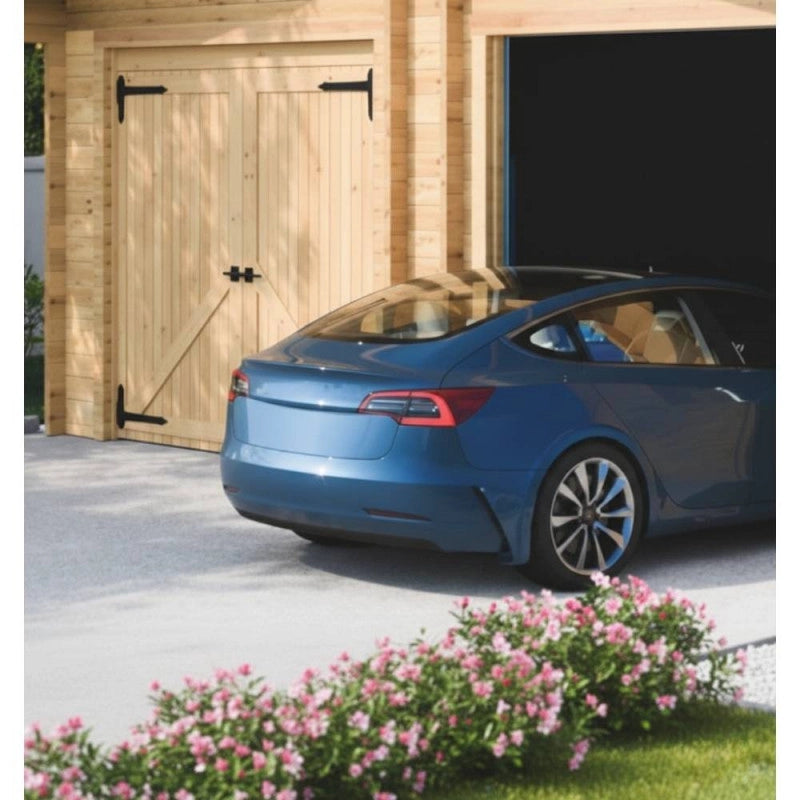 Porta a battente in legno per garage – Ante 40 mm – Cerniere antiche – Predisposizione lucchetto – PG3655 Foresta