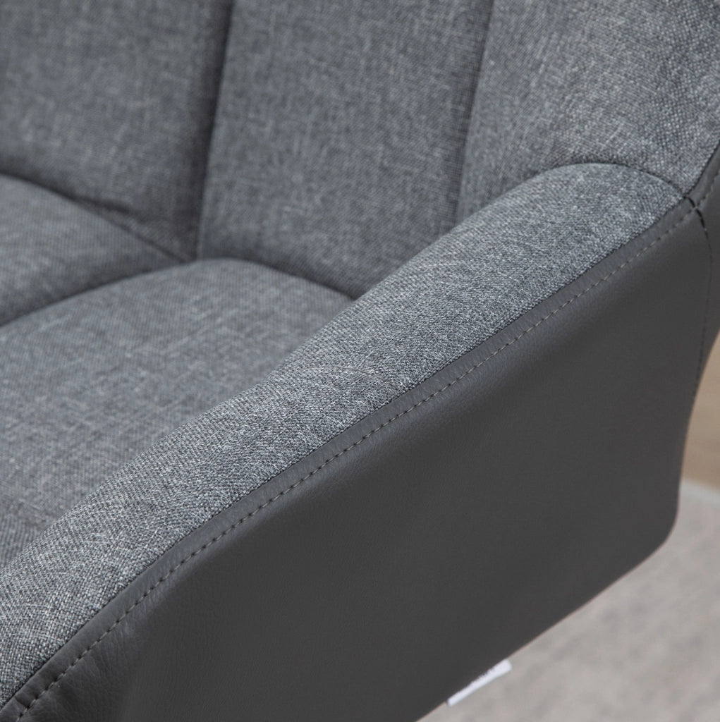 Set di 2 sgabelli da bar 57.5x52.5x93-114 cm girevoli a 360 gradi in pelle rigenerata grigio