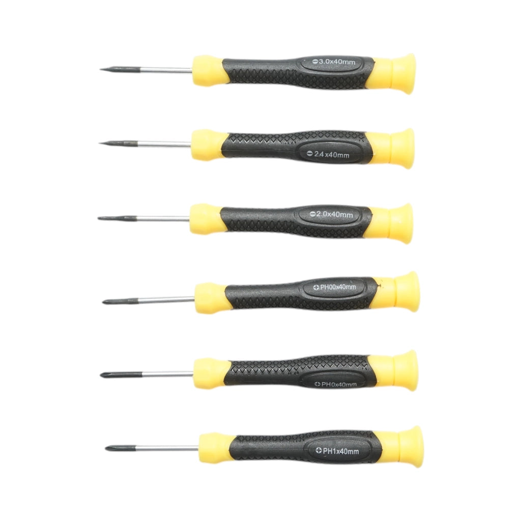 Set di 6 cacciaviti di precisione con punta magnetica, a taglio e a croce, professionali in acciaio Cr-V Crownman