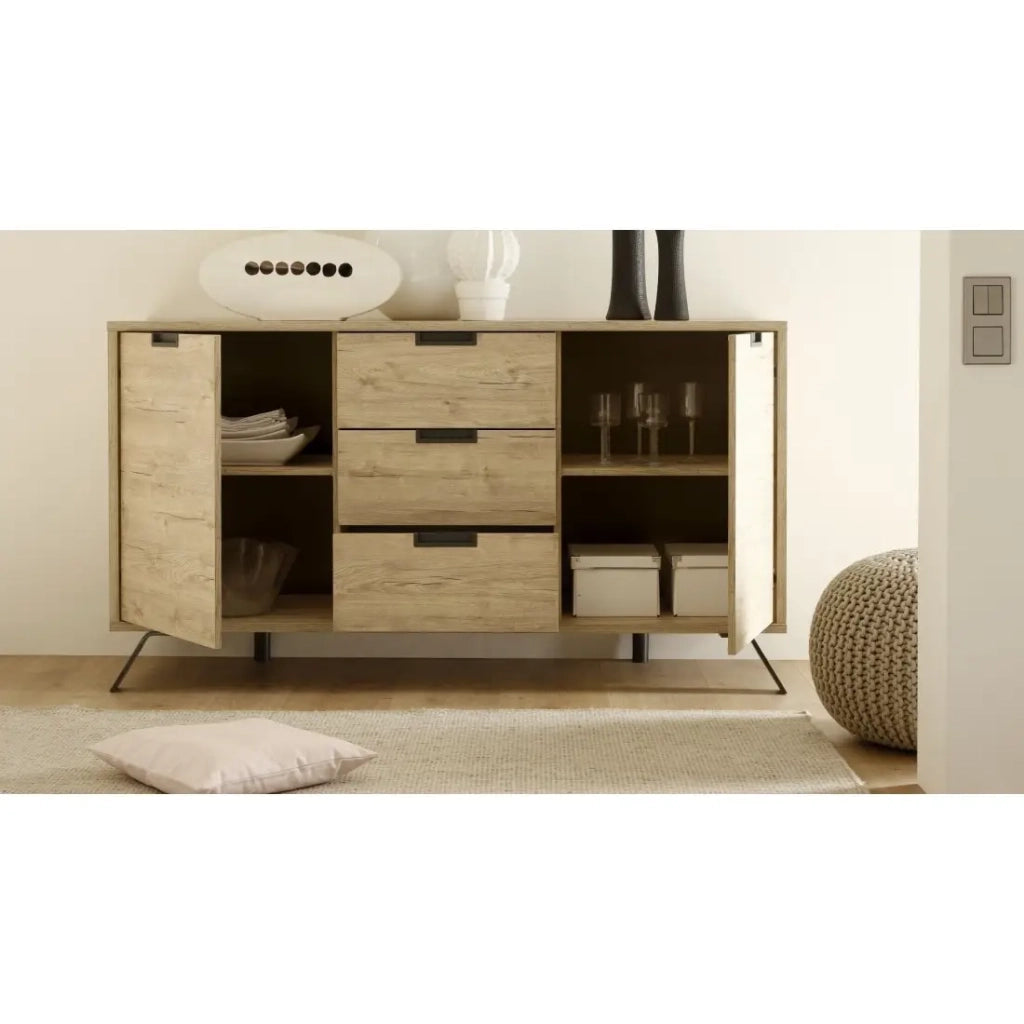 Buffet a 2 porte e 3 cassetti, Collezione SHOW, colore rovere chiaro