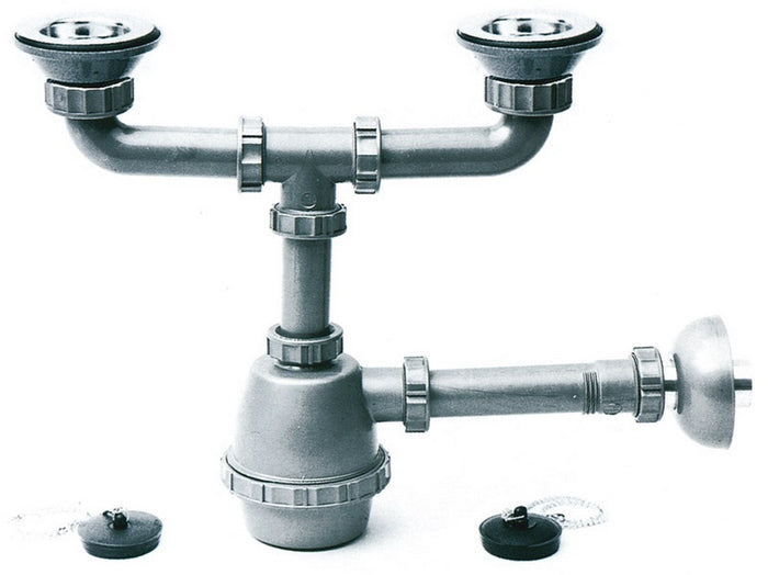 sifone in plastica a 2 vie con pilette mis. 1.1/4 cod:ferx.vit6274