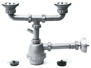 sifone in plastica a 2 vie con pilette e attacco lavatrice mis. 1.1/4 cod:ferx.vit13495