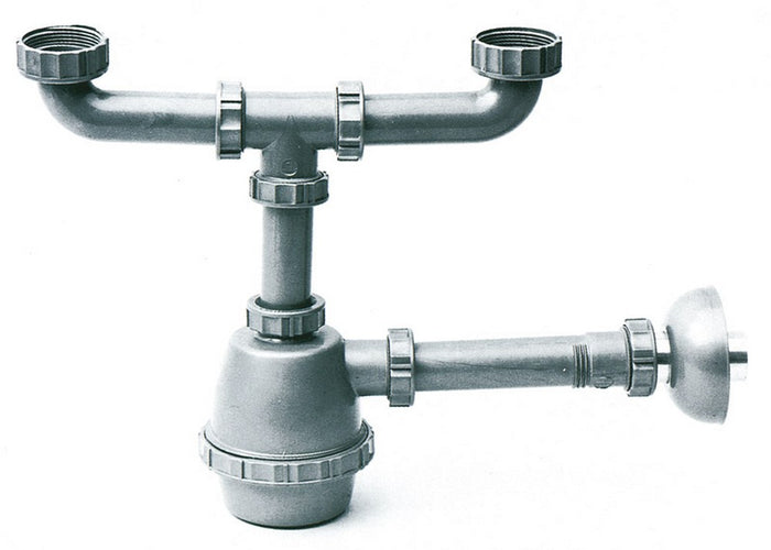 sifone in plastica a 2 vie senza pilette mis. 1.1/2 cod:ferx.vit6276