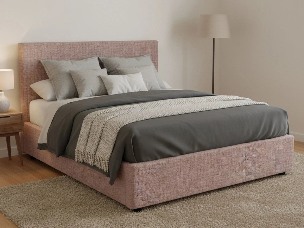 Worthing, Letto Matrimoniale Sfoderabile Made in Italy, Rosa Antico