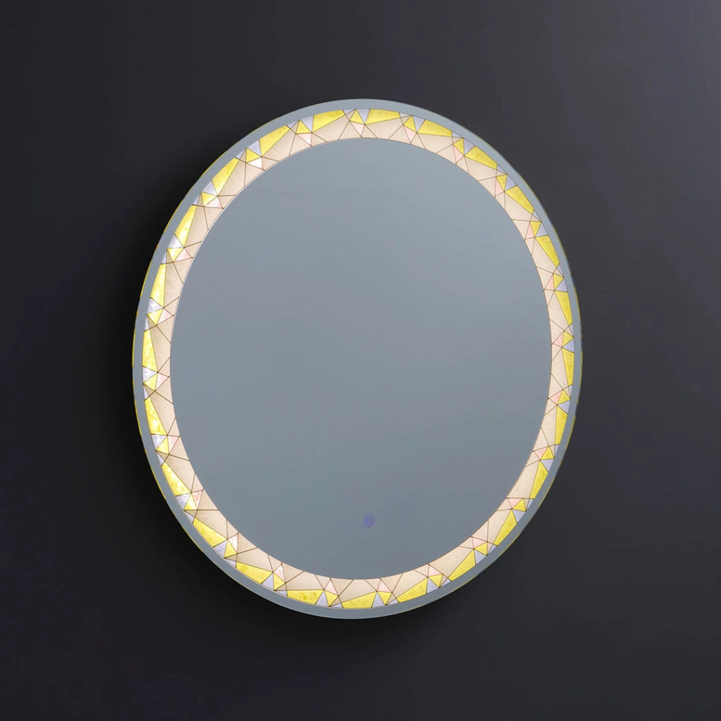 Specchio rotondo a led 80 cm colorato