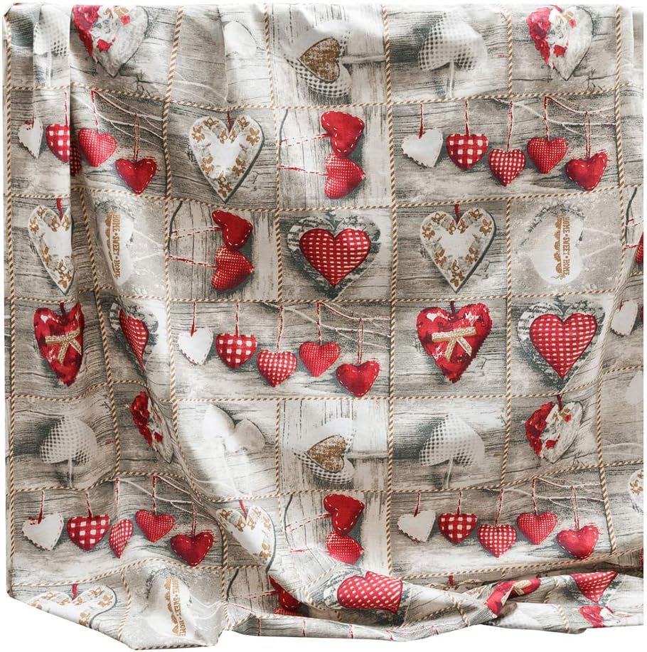 Telo Arredo CopriTutto 170x280 cm Cotone Copridivano Letto Shabby Chic Cuori Multiuso Lavabile