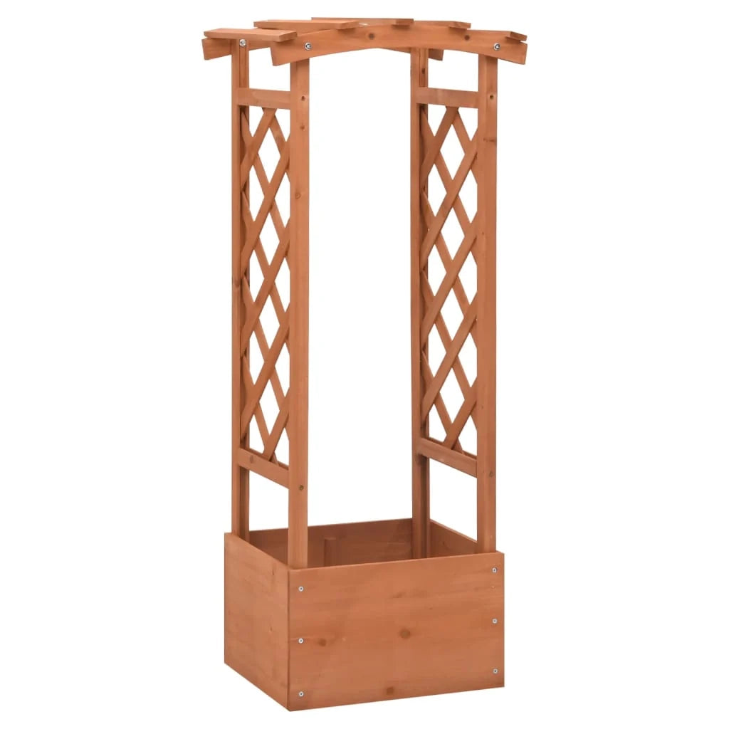 Vaso per fioriera aiuola rialzata piante fiori terrazza traliccio giardino con arco 49 x 39 x 117 cm legno di abete marrone 02_0038850