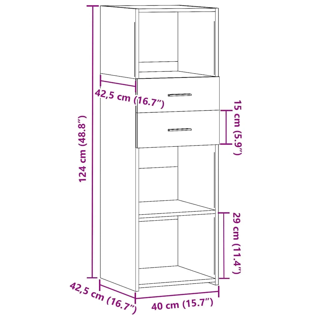 Buffet credenza cassettiera mobiletto mobile contenitore organizer cucina soggiorno salotto alto 40 x 42,5 x 124 cm legno ingegnerizzato bianco 02_0032449