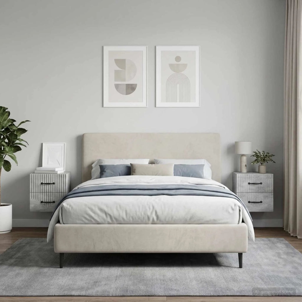 Mobiletto da notte a muro 2 pz Grigio Cemento 34,5 x 33 x 40 cm 898982