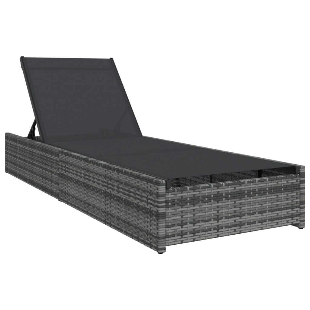 Lettino Prendisole Grigio 60x200x27 cm Polyrattan