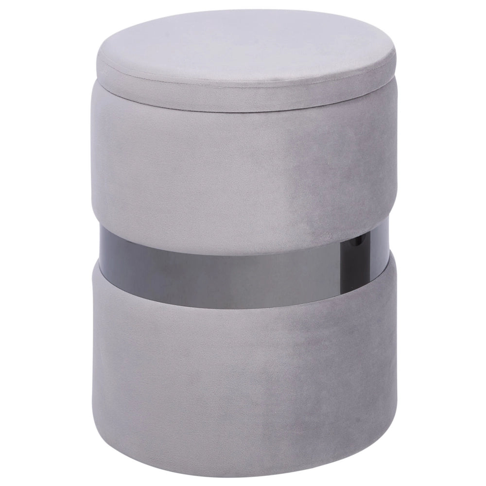 Set di 2 pouf contenitivi Poggiapiedi con rivestimento in velluto di poliestere Grigio Stile Glam