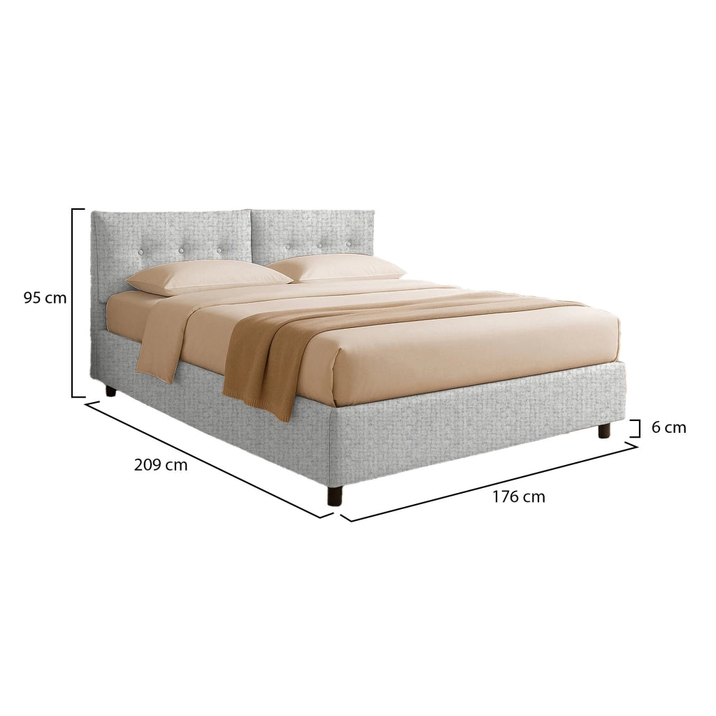 Bath, Letto Matrimoniale Sfoderabile Made in Italy, Grigio Chiaro