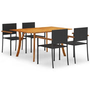 Set Mobili da Pranzo per Giardino 5 pz Nero cod mxl 46019