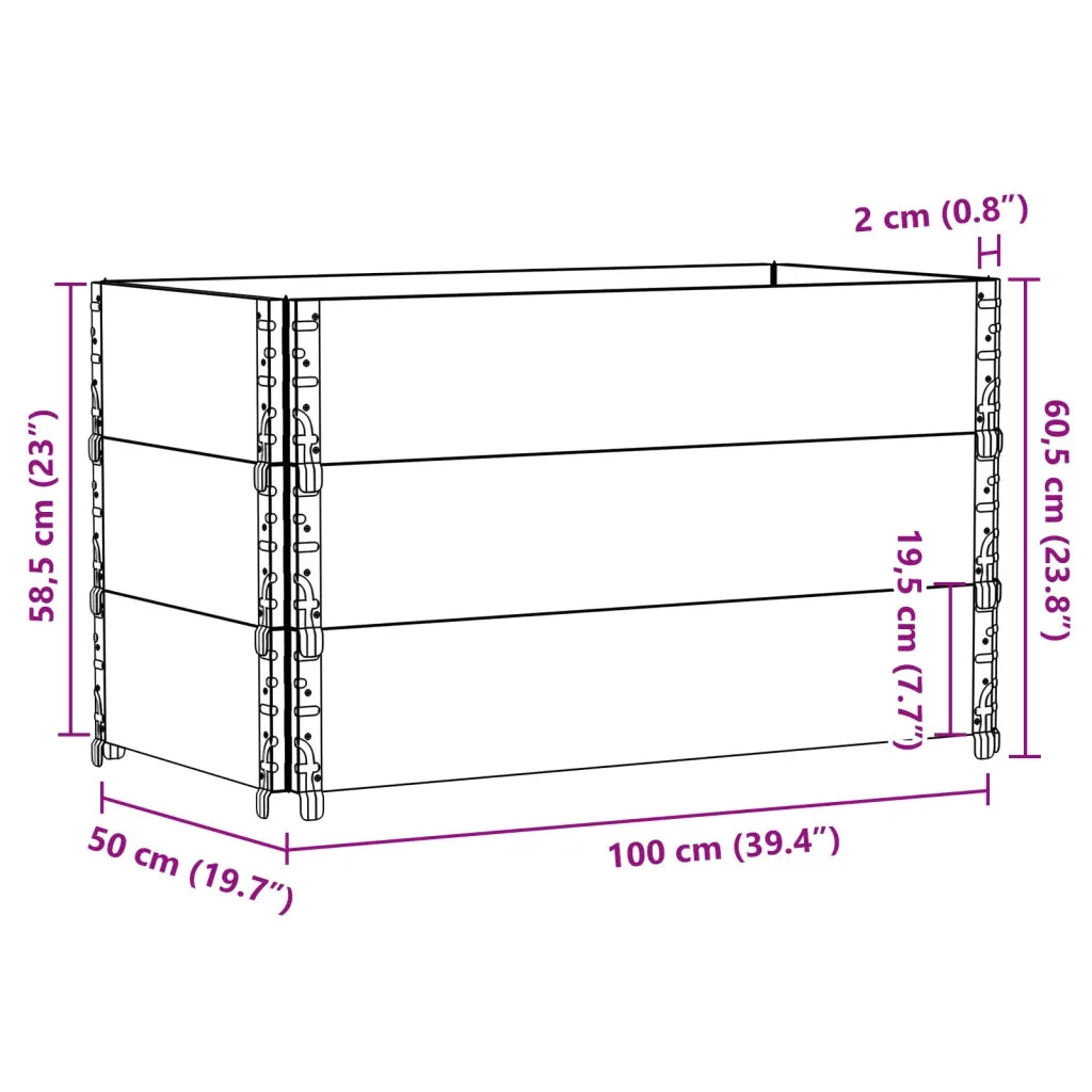 Paretali per Pallet 3 pz 100x50 cm in Legno Massello di Pino CFW4905531