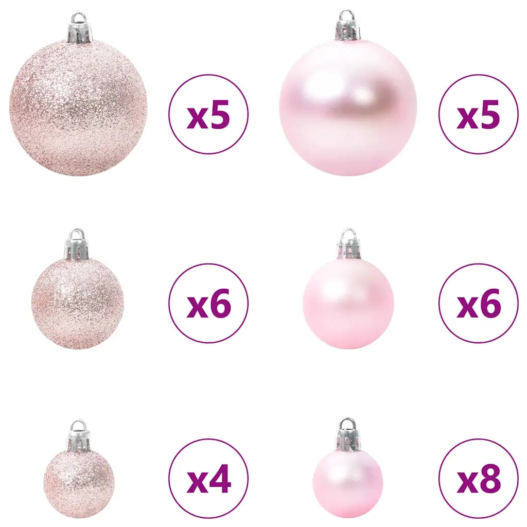 Set di Palle di Natale con 150 LED 61 pz Rosa Plastica CFW4547356