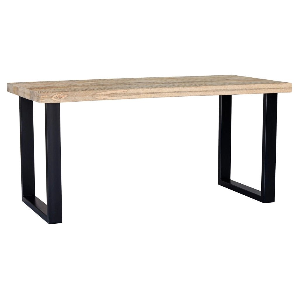 Tavolo da pranzo rettangolare con piano in mango naturale e gambe 160x80x76