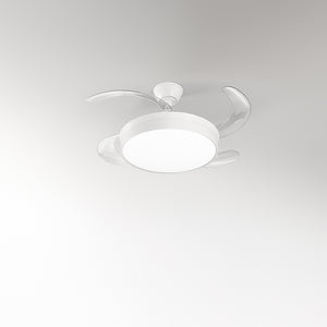 Ventilatore Moderno Open+ Metallo Bianco Acrilico Trasparente Led 36W Cct