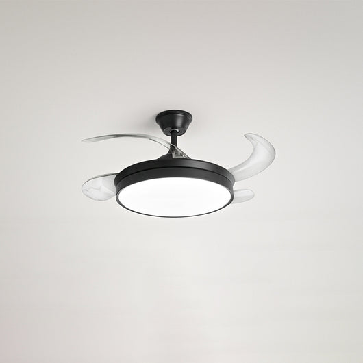 Ventilatore Moderno Open+ Metallo Nero Acrilico Trasparente Led 36W Cct