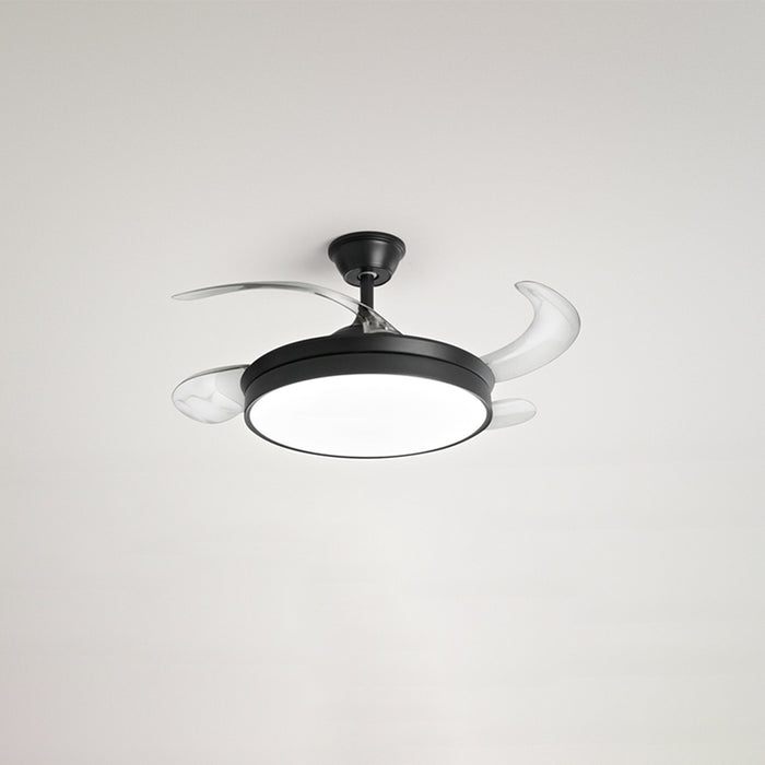 Ventilatore Moderno Open+ Metallo Nero Acrilico Trasparente Led 36W Cct