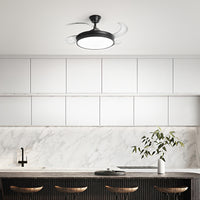 Ventilatore Moderno Open+ Metallo Nero Acrilico Trasparente Led 36W Cct