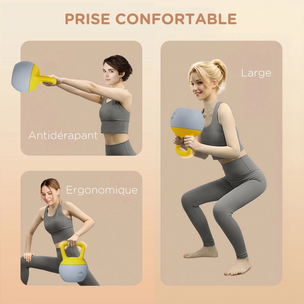 Kettlebell 10kg ¨C Xylo ¨C Impugnatura Antiscivolo Grigio e Giallo