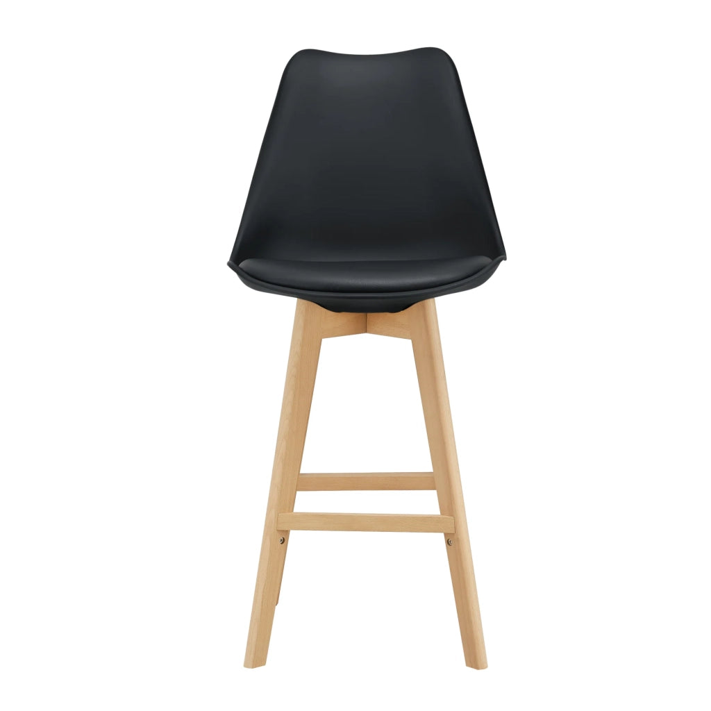 Set di 2 sgabelli da bar con seduta schienale e poggiapiedi imbottito 105 cm nero 03_0002781