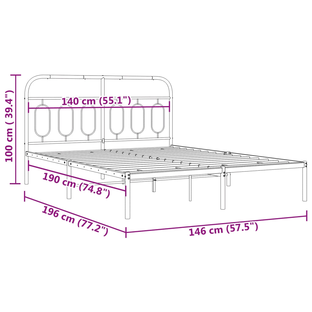 vidaXL Giroletto con Testiera Metallo Bianco 140x190 cm