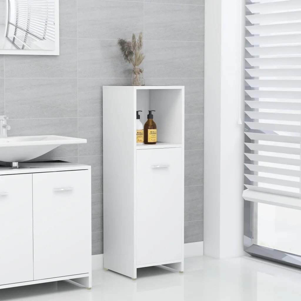 Armadio da Bagno | Mobile da Bagno Bianco 30x30x95 cm in Legno Multistrato