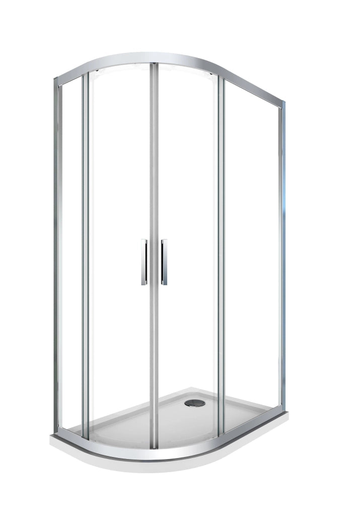 Box e Piatto Doccia Semicircolare 80x120 cm 2 Ante Scorrevoli in Cristallo 6mm H190 Sailor Plus Sinistra