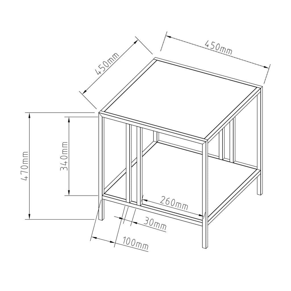 Tavolino Basso Kumlinge in Acciaio con Ripiani Quadrati 47 x 45 x 45 cm Bianco [en.casa]