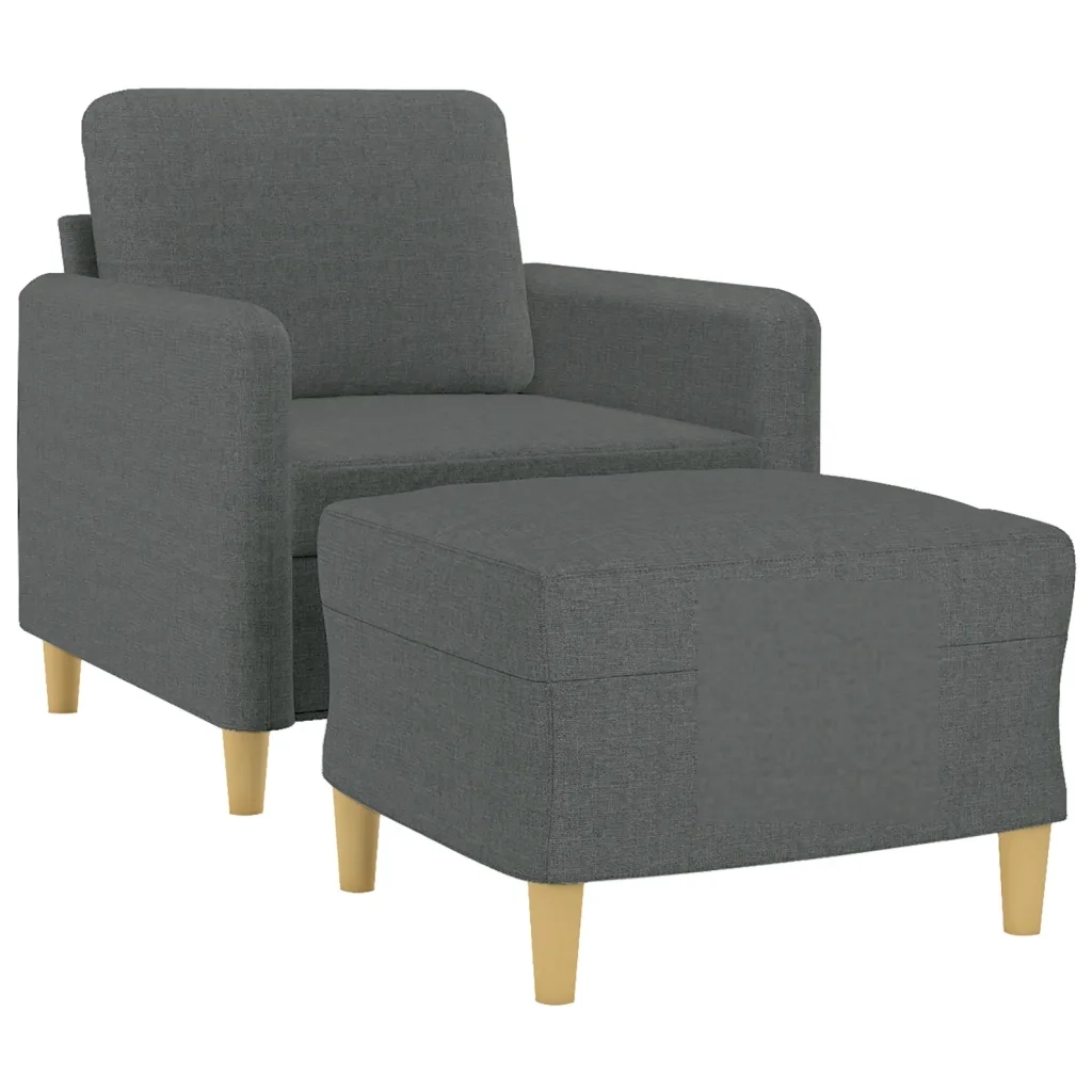 Divano Sedia-Poltrona con Poggiapiedi Grigio Scuro 60 cm in Tessuto 862857