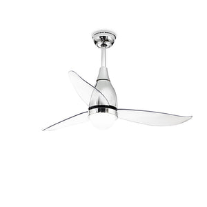 Ventilatore Metallo Cromo Lucido 3 Pale Acrilico Trasparente