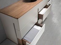 Cassettiera in legno grigio e noce