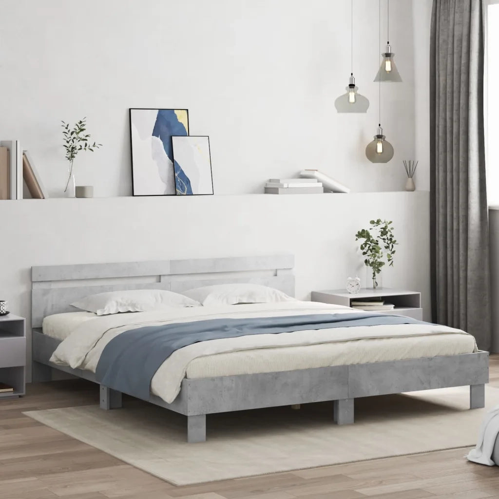 Giroletto Testiera Grigio Cemento 160x200 cm Legno Multistrato